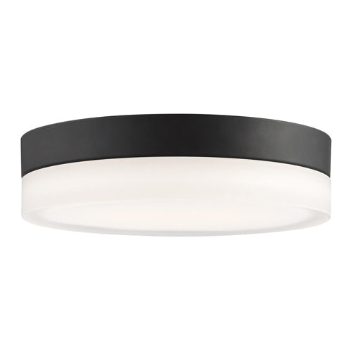 Satco 62-570, Pi, 14'' LED Flush Mount Ceiling Light Fixture, 120V, 25W, 3000/4000/5000K CCT Selectable, Black Finish, Frosted Etched Glass