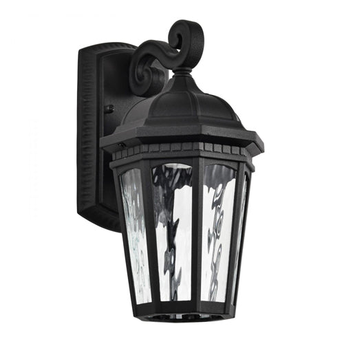Satco 62-5945, East River, 1 Light Outdoor LED Smart Wall Lantern, LED, Starfish Rgbtw, 120V, 10W, 850 Lumens, 2700K-5000K, Matte Black, Clear Water Glass