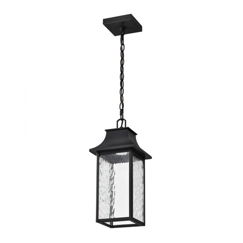 Satco 62-5996, Austen, 1 Light Outdoor LED Smart Hanging Lantern, Starfish Rgbtw, 120V, 10W, 850 Lumens, 2700K-5000K, Matte Black, Clear Water Glass