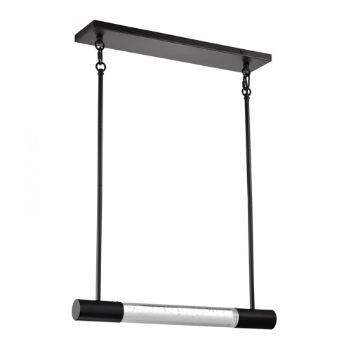 Satco 62-6003, Lacey, 23" LED Smart Island Pendant, 120V, 11.5W, 1100 Lumens, 2000K-5000K, RGB/TW, Starfish Enabled, Matte Black with K9 Bubble Crystal