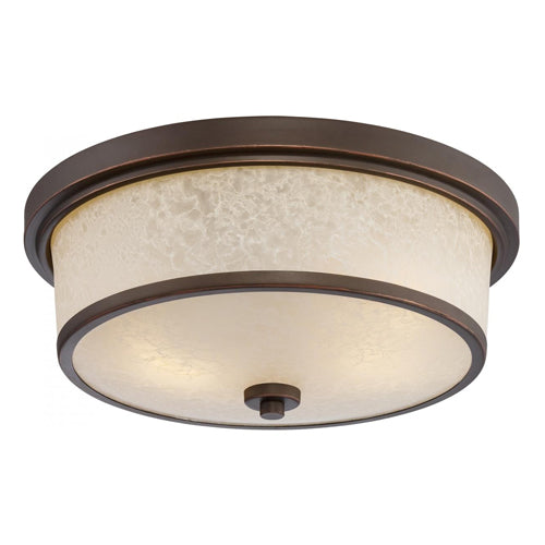 Satco 62-643, Diego, LED Outdoor Flush Fixture with Satin Amber Glass, 120V, 60W, 3000K Warm White, 1660 Lumens, Mahogany Bronze Finish
