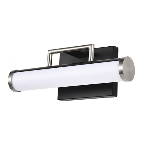Satco 62-656, Solano, LED Small Vanity, 120V, 13W, 3000K Warm White, 1040 Lumens, Black and Brushed Nickel Finish, White Acrylic Lens