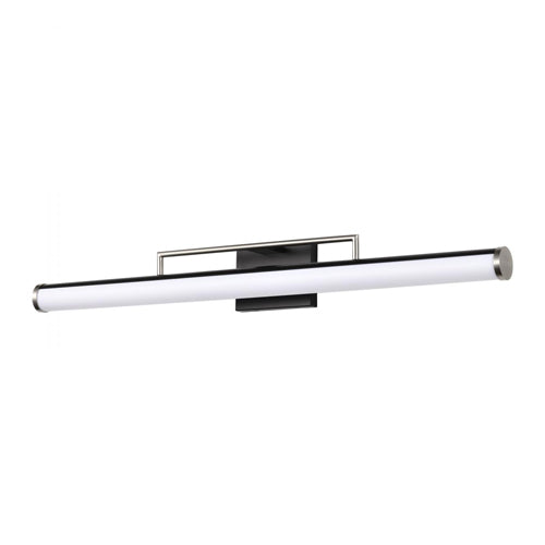 Satco 62-659, Solano, LED Large Vanity, 120V, 39W, 3000K Warm White, 3120 Lumens, Black and Brushed Nickel Finish, White Acrylic Lens