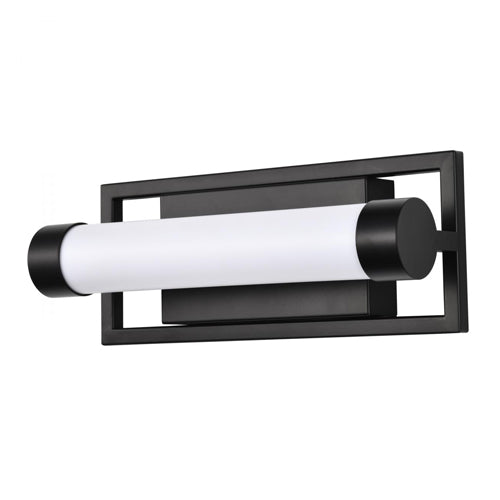 Satco 62-666, Canal, LED Small Vanity, 120V, 13W, 3000K Warm White, 1040 Lumens, Matte Black Finish, White Acrylic Lens