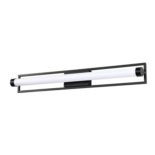 Satco 62-669, Canal, LED Large Vanity, 120V, 39W, 3000K Warm White, 3120 Lumens, Matte Black Finish, White Acrylic Lens