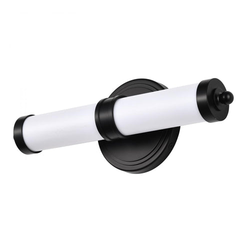 Satco 62-676, Kagen, LED Small Vanity, 120V, 13W, 3000K Warm White, 1040 Lumens, Matte Black Finish, White Acrylic Lens