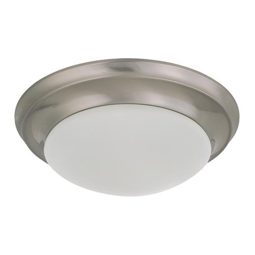 Satco 62-686, LED 12'' Flush Mount Twist & Lock Fixture, 120/277V, 18W, 3000K Warm White, 1500 Lumens, Brushed Nickel Finish, Frosted Glass