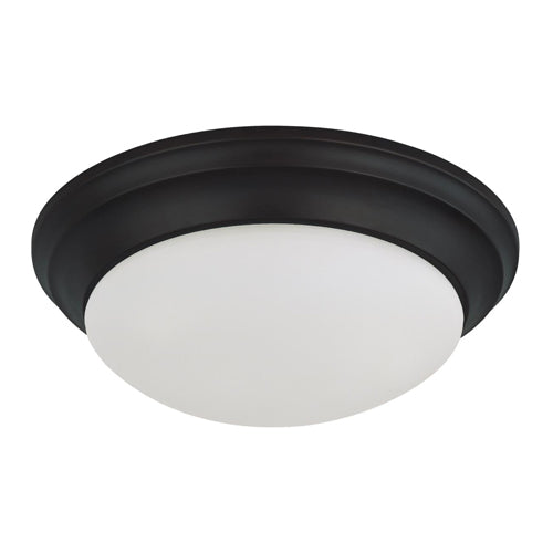 Satco 62-687, LED 12'' Flush Mount Twist & Lock Fixture, 120/277V, 18W, 3000K Warm White, 1500 Lumens, Matte Black Finish, Frosted Glass