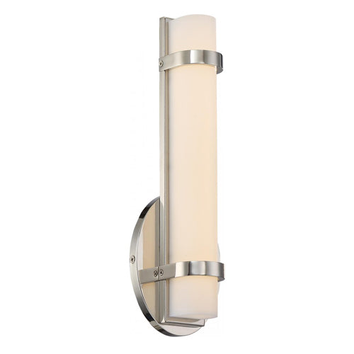 Satco 62-931, Slice, Single LED Wall Sconce Light Fixture, 120V, 13W, 1040 Lumens, 3000K Warm White, Dimmable, Polished Nickel Finish
