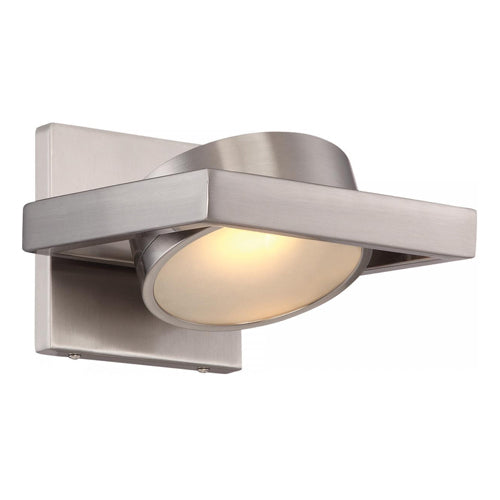 Satco 62-994, Hawk, LED Wall Sconce with Pivoting Head, 120V, 15W, 1190 Lumens, 3000K Warm White, Dimmable, Brushed Nickel Finish