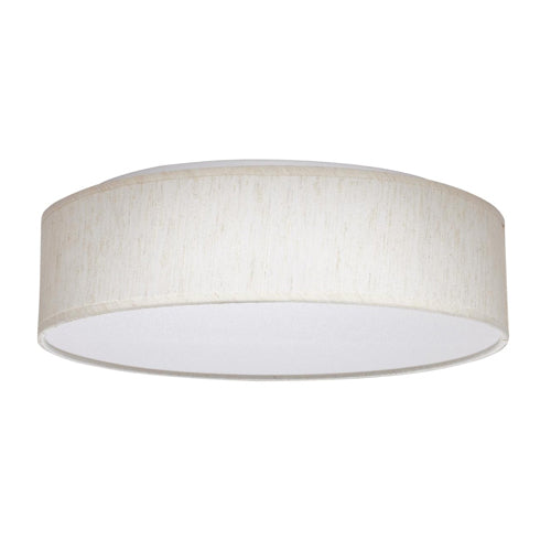 Satco 62-998, 15'' Fabric Drum LED Decor Flush Mount Fixture, 120V, 20W, 3000/4000/5000K, 1230-1330 Lumens, Beige Fabric Shade, Acrylic Diffuser