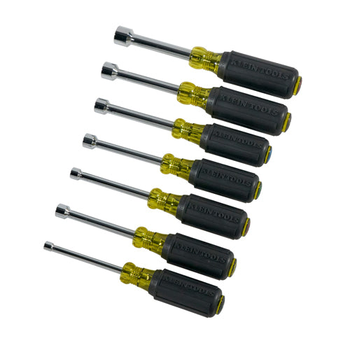 Klein Tools 631, Nut Driver Set, 3-Inch Shafts, Cushion-Grip™, 7-Piece