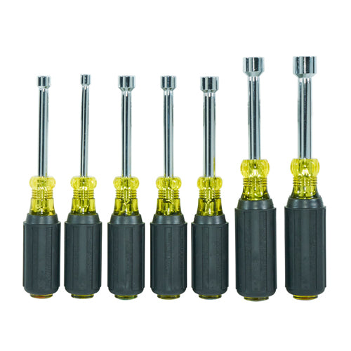 Klein Tools 631M, Nut Driver Set, Magnetic Nut Drivers, 3-Inch Shaft, 7-Piece