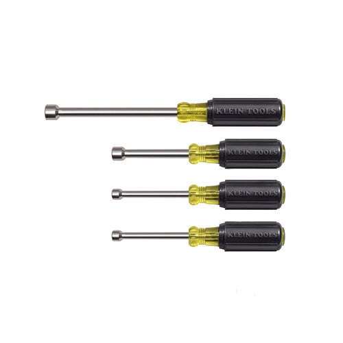 Klein Tools 633, Nut Driver Set 3-Inch Shafts, Cushion-Grip™, 4-Piece