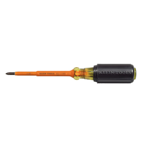 Klein Tools 6334INS, Insulated Screwdriver, #1 Phillips, 4-Inch Round Shank