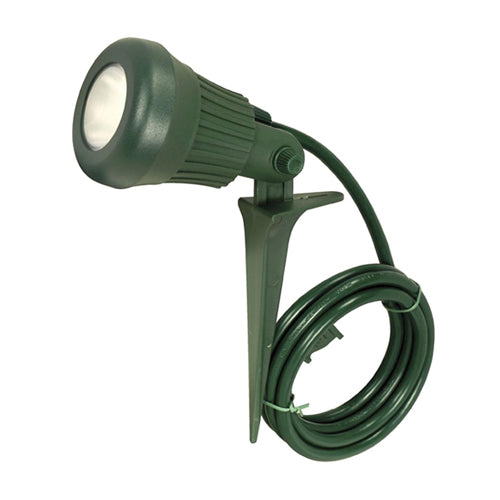 Satco 93-5058, 6 Foot 3.4W 5 LED Plastic Flood Light With Ground Stake And Plug, 120V, 200 Lumens, Green Finish, For Outdoor Use, Head Pivots 180 Degrees