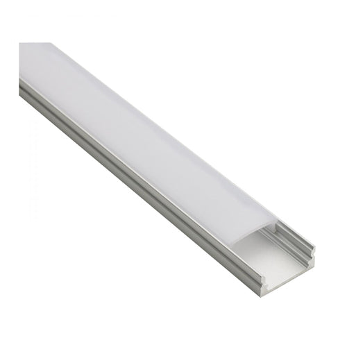 Satco 64-154, Dimension, 16' Tape Channel, Shallow Well, Silver Finish, Aluminum / Polycarbonate (PC)