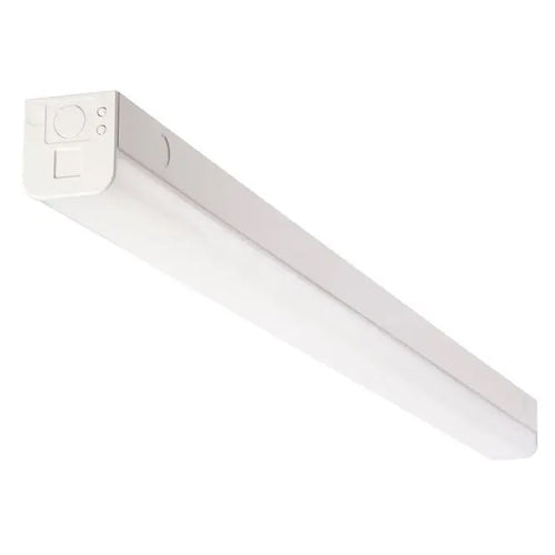 Satco 65-1122, 4' LED Slim Strip Light with Knockout, 38W, 4000K Cool White, 4565 Lumens, 120-277V, 80+CRI, 0-10V Dimming, White Finish