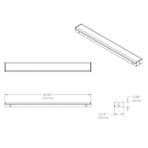 Satco 65-1153, 4' LED Wide Strip Light with Knockout and Emergency Back Up, 40W, 5000K Natural Light, 4909 Lumens, 120-277V, 80+CRI, 0-10V Dimming, White Finish