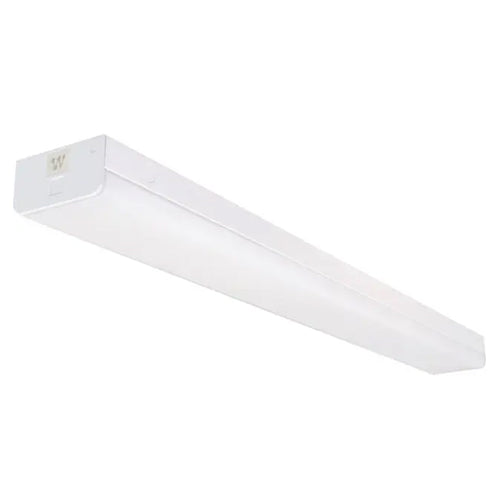 Satco 65-1156, 4' LED Wide Connectible Strip Light with Emergency Back Up, 40W, 5000K Natural Light, 4909 Lumens, 120-277V, 80+CRI, 0-10V Dimming, White Finish