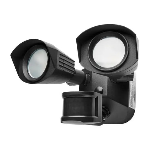Satco 65-221, LED Dual Head Security Light With Motion Sensor, 20W, 120V, 4000K Cool White, 1900 Lumens, 80 CRI, Black