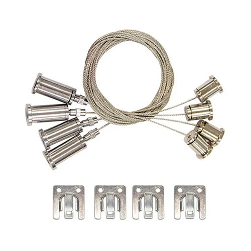 Satco 65-593, 2'x4' Suspension Kit for LED Backlit Flat Panel Fixtures, Stainless Steel, Silver Finish