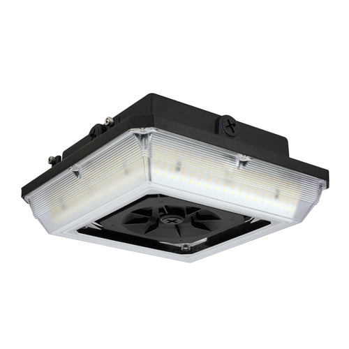 Satco 65-636, Square LED Wide Beam Angle Canopy Light, 120-277V, 20W/30W/45W, 2663-6288 Lumens, 3000K/4000K/5000K, 0-10V Dimming, Bronze Finish