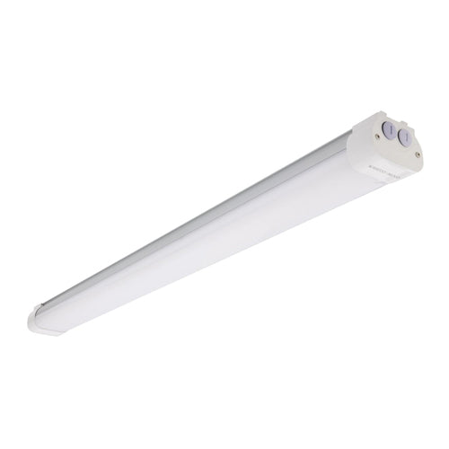 Satco 65-833R1, 4' LED Tri-Proof Linear Fixture with Integrated Microwave Sensor, CCT & Wattage Selectable, 120-347V, 40/50/60W, 3000/4000/5000K, 5040-7669 Lumens, IP65 and IK08 Rated