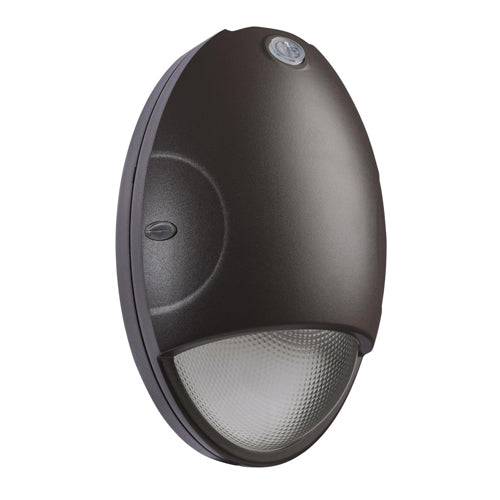 Satco 65-880, LED Oval Small Emergency Wall Pack, 120-277V, 15W, 3500K/4000K/5000K Selectable, 1740-1814 Lumens, 0-10V Dimming, Photocell, Bronze Finish