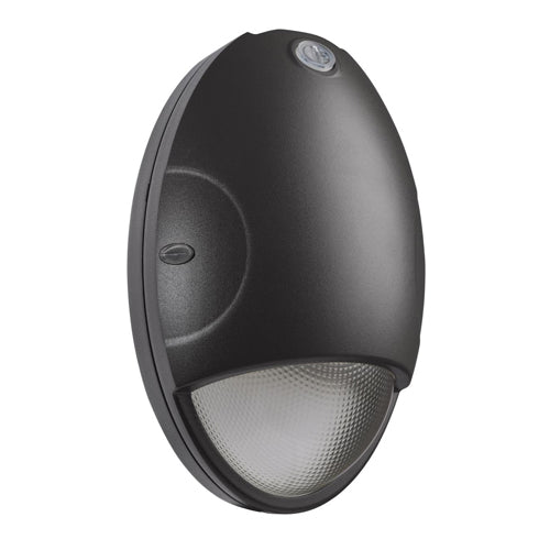 Satco 65-881, LED Oval Small Emergency Wall Pack, 120-277V, 15W, 3500K/4000K/5000K Selectable, 1740-1814 Lumens, 0-10V Dimming, Photocell, Black Finish