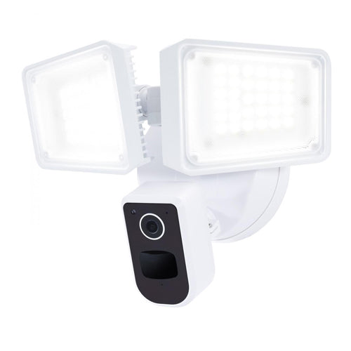 Satco 65-920, 36W Rectangular Outdoor SMART Security Light with Camera, 120-277V, 3000K-5000K, 4150/4500 Lumens, Starfish Enabled, Tunable White, White Finish