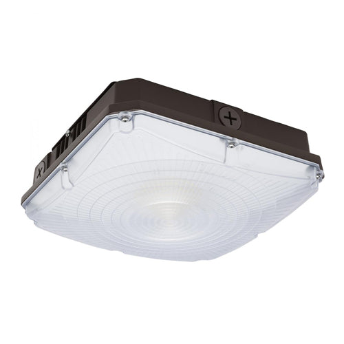 Satco 65-980, 8.5" Square LED Field Selectable Canopy Fixture, 120-277V, 25/30/40W, 3000/4000/5000K, 3125-5400 Lumens, 0-10V Dimming, Bronze Finish