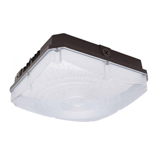 Satco 65-981, 10" Square LED Field Selectable Canopy Fixture, 120-277V, 45/60/70W, 3000/4000/5000K, 5625-9450 Lumens, 0-10V Dimming, Bronze Finish
