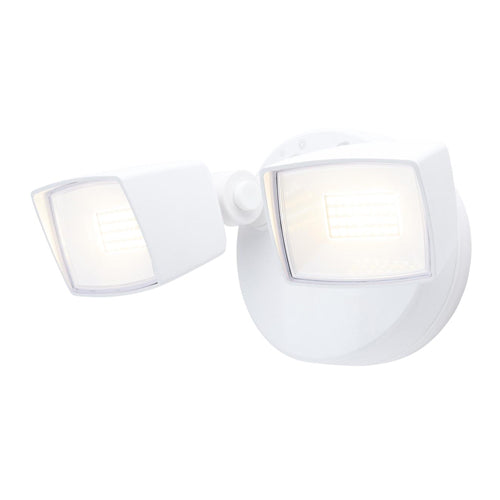 Satco 65-995, LED Dual Head Security Light, Field Selectable, 120V, 17W/25W, 3000K/4000K/5000K, 2190-3352 Lumens, White Finish