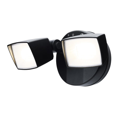 Satco 65-996, LED Dual Head Security Light, Field Selectable, 120V, 17W/25W, 3000K/4000K/5000K, 2190-3352 Lumens, Black Finish