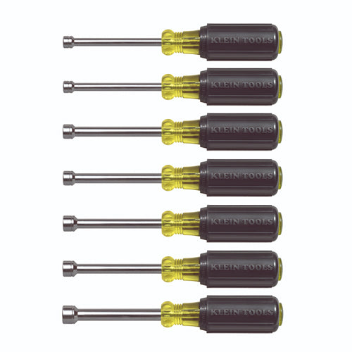 Klein Tools 65160, Nut Driver Set, Metric Nut Drivers, 3-Inch Shafts, 7-Piece
