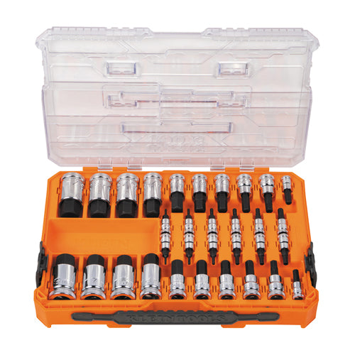 Klein Tools 65233HEX, Knurled Hex Bit Socket Set, SAE and Metric, 32-Piece
