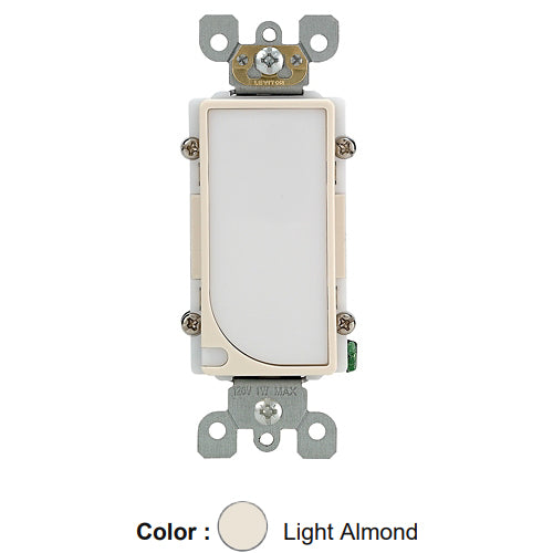 Leviton 6527-T, Decora LED Full Guide Light, 120VAC, Light Almond