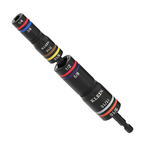 Klein Tools 652QS, Quad-8 Deep-Well Heavy-Duty Impact Flip Sockets, SAE, 3-Piece