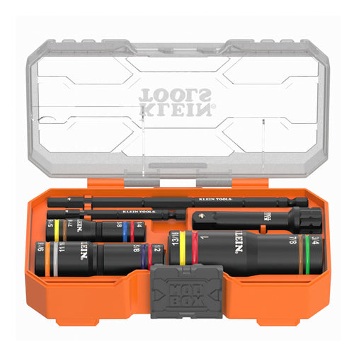 Klein Tools 653QS, KNECT™ Quad-12 Heavy-Duty Impact Flip Sockets, SAE, 6-Piece