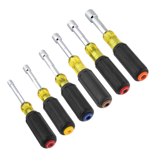 Klein Tools 65456MAG, Color-Coded Magnetic Hollow-Shaft Heavy-Duty Nut Driver Set, 6-Piece