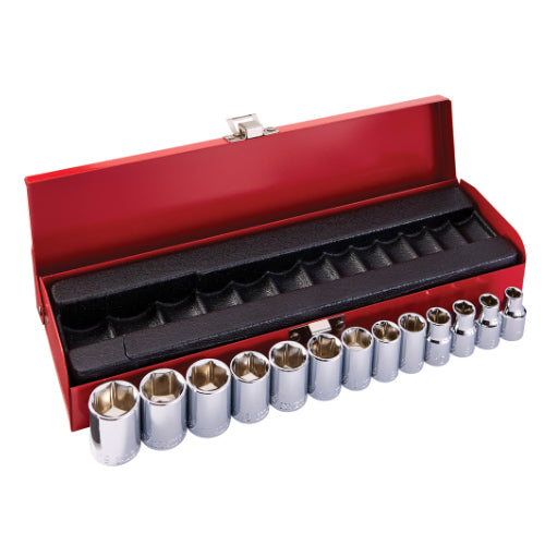 Klein Tools 65506, 3/8-Inch Drive Socket Wrench Set, Metric, 13-Piece
