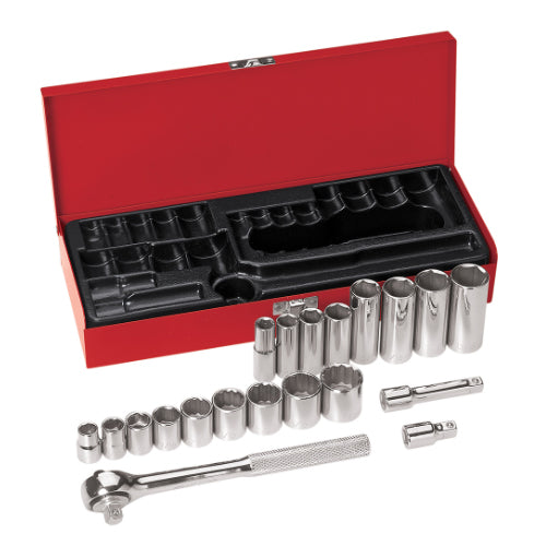 Klein Tools 65508, 3/8-Inch Drive Socket Wrench Set, 20-Piece