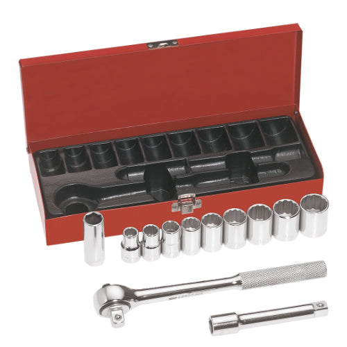 Klein Tools 65510, 1/2-Inch Drive Socket Wrench Set, 12-Piece