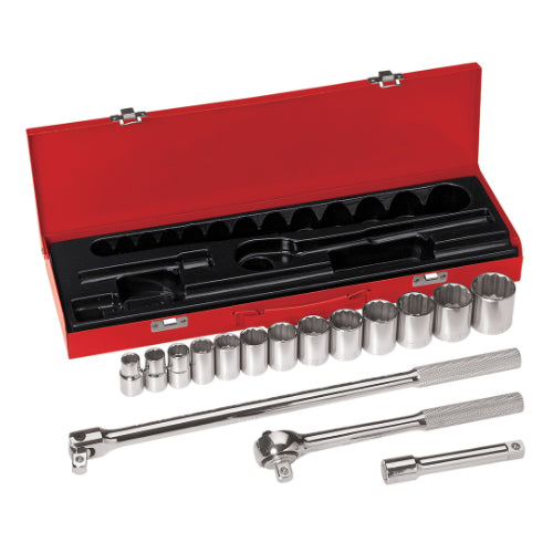 Klein Tools 65512, 1/2-Inch Drive Socket Wrench Set, 16-Piece