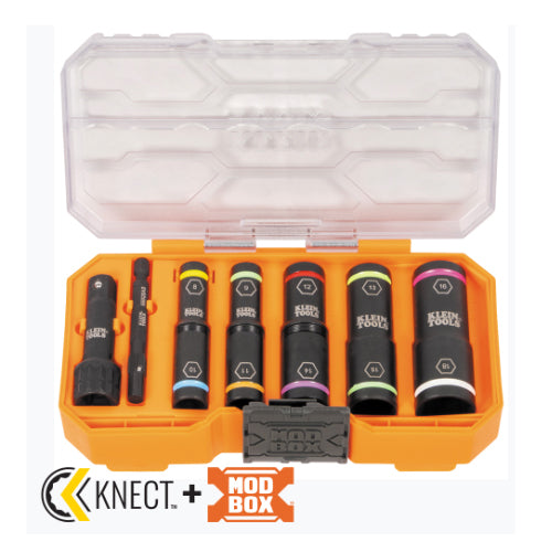 Klein Tools 65619, KNECT™ Flip-10 Heavy Duty Flip Impact Socket Set, Metric, 8-Piece
