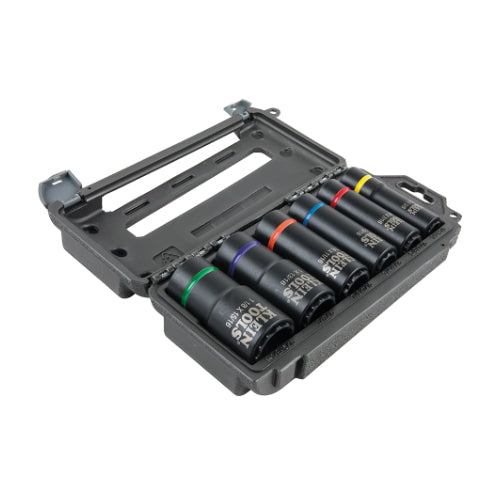 Klein Tools 66010, 2-In-1 Impact Socket Set, 12-Point, 6-Piece