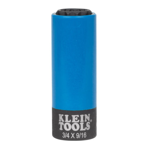 Klein Tools 66030, 2-in-1 Coated Impact Socket, 12-Point, 3/4 and 9/16-Inch