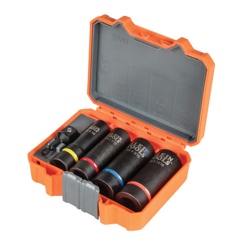 Klein Tools 66040, 2-in-1 Impact Socket Set, 12-Point, 5-Piece