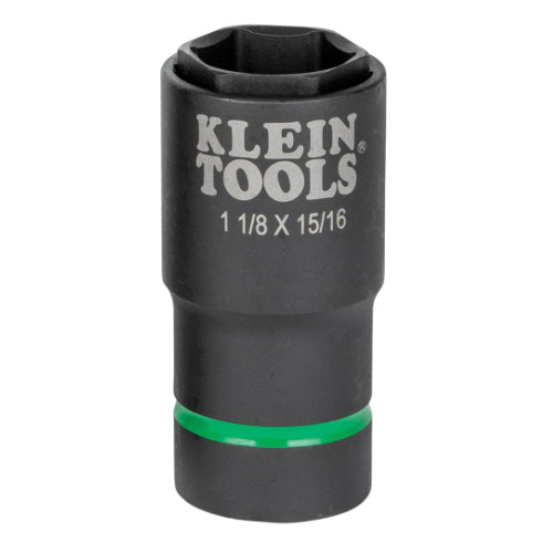 Klein Tools 66066, 2-in-1 Impact Socket, 6-Point, 1-1/8 and 15/16-Inch